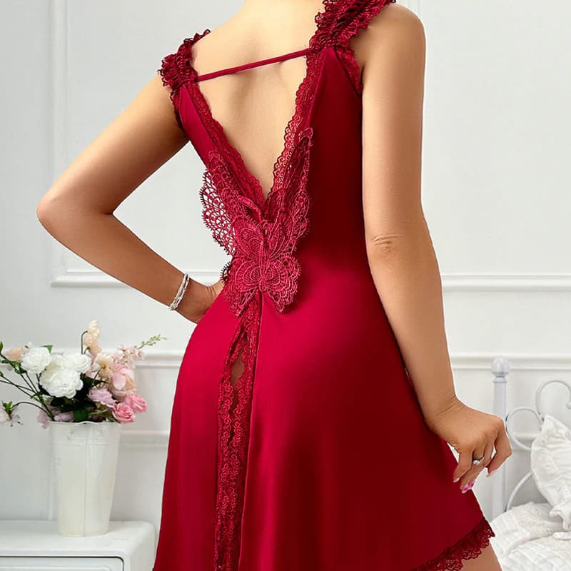 New lace-trimmed slip dress