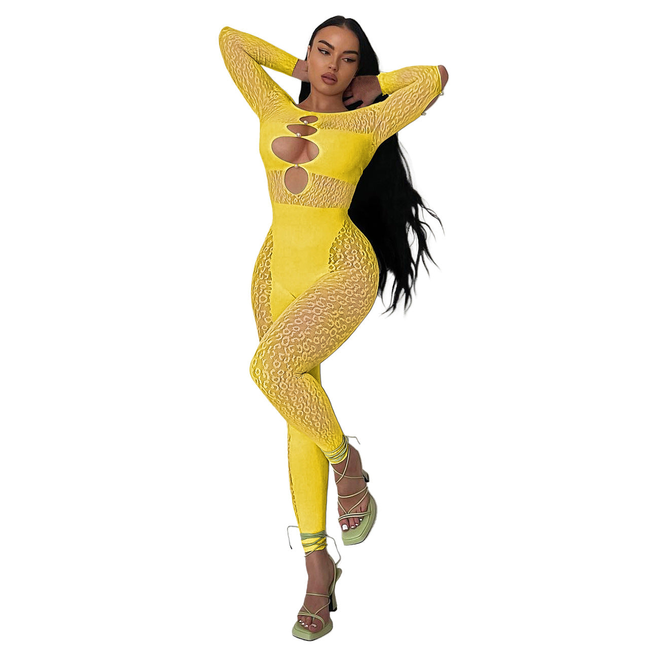 Leopard print sexy jacquard jumpsuit