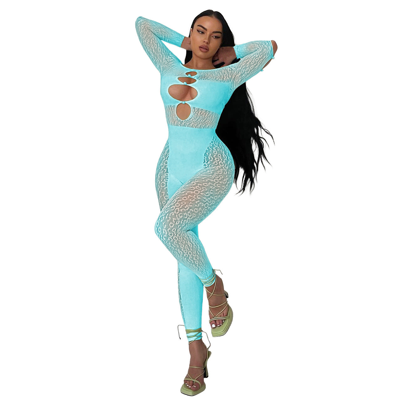 Leopard print sexy jacquard jumpsuit