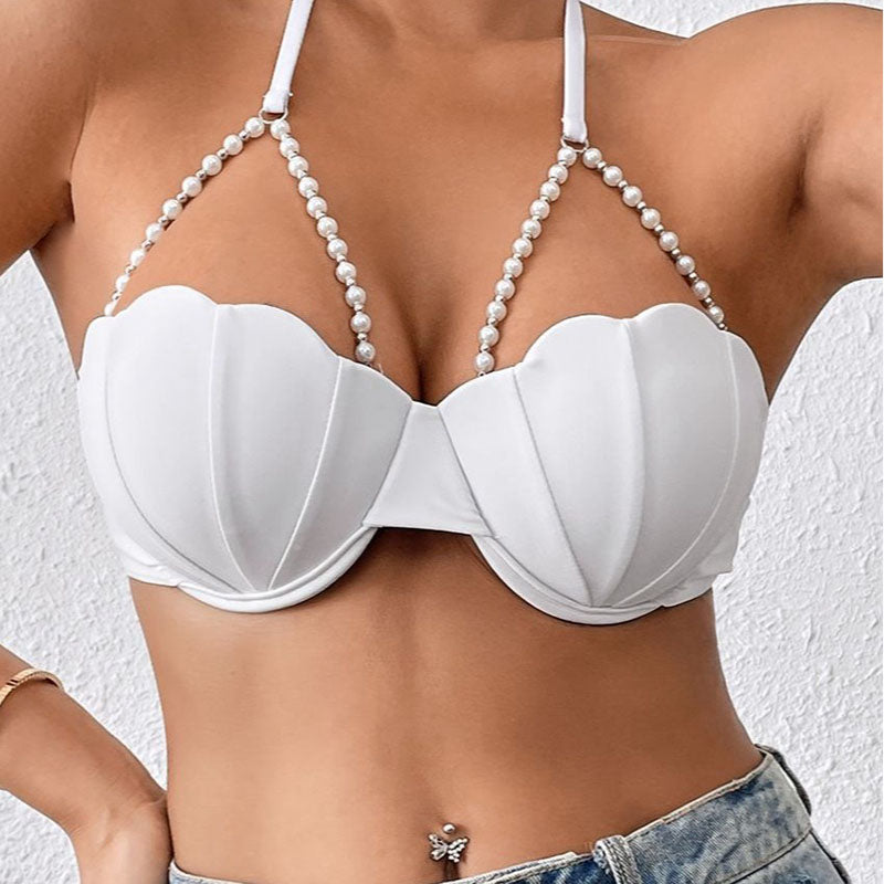 Pearl solid color shell bikini