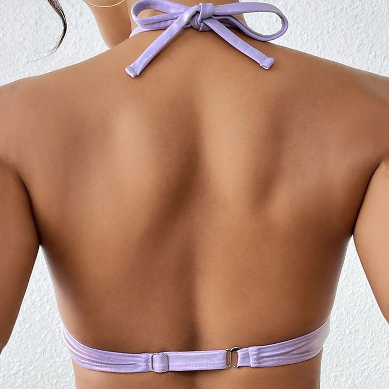 Pearl solid color shell bikini
