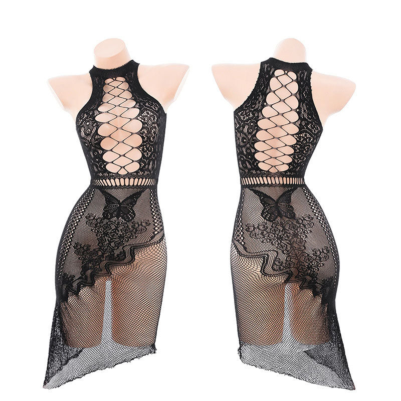Jacquard seductive mesh long skirt