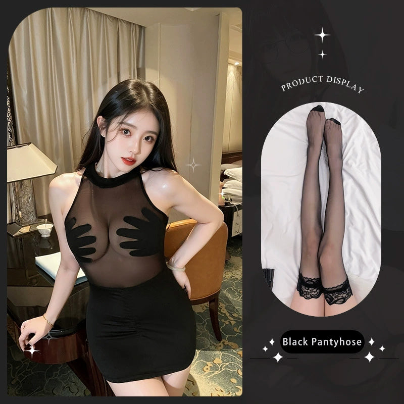 See-through slim-fit hip-hugging uniform