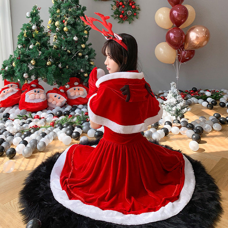 Christmas Plush Cape Dress