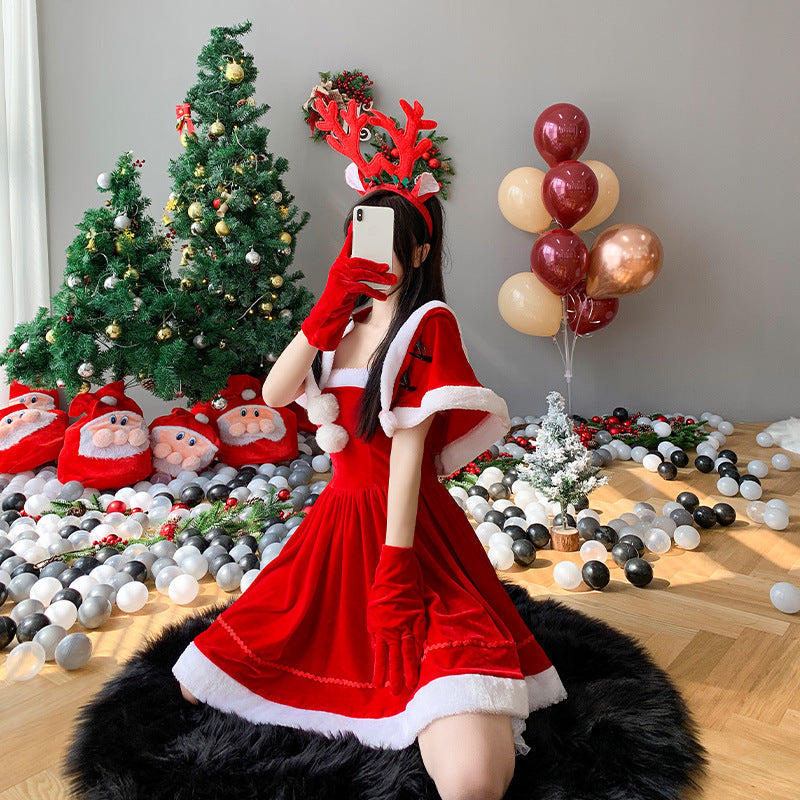 Christmas Plush Cape Dress