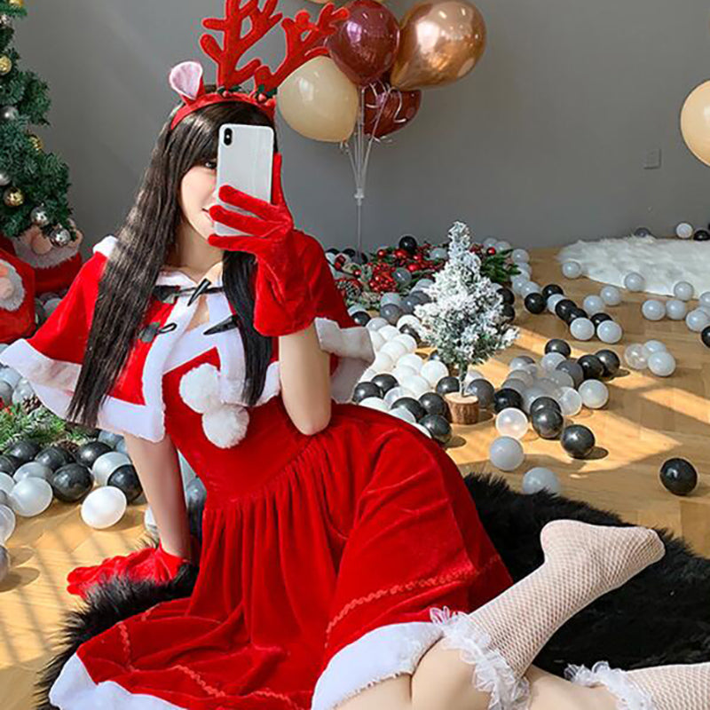 Christmas Plush Cape Dress