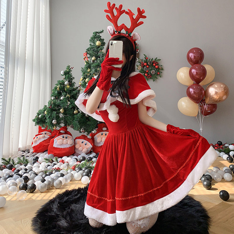 Christmas Plush Cape Dress