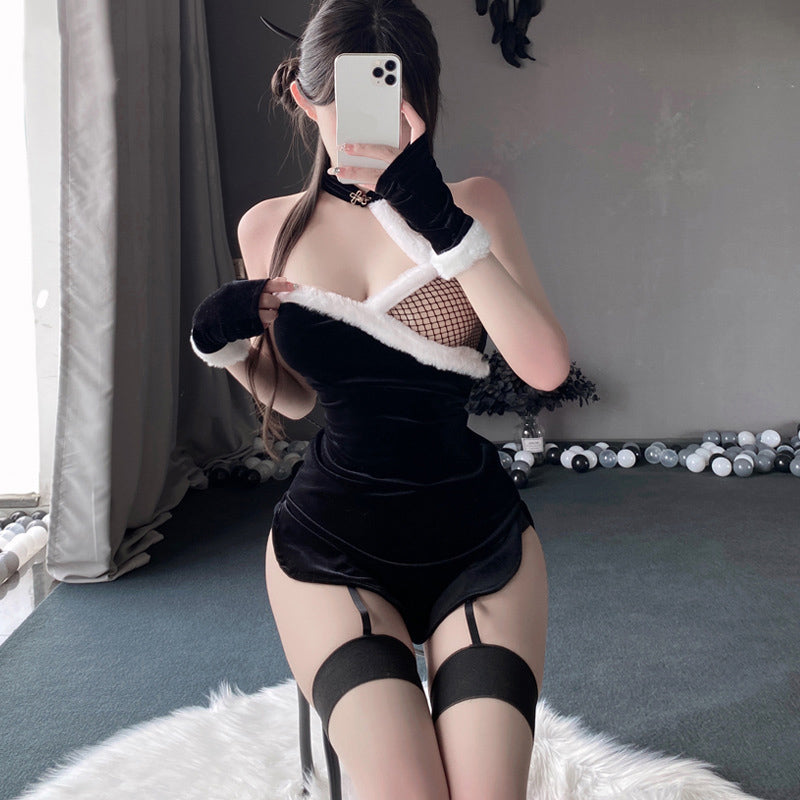 Furry velvet cheongsam