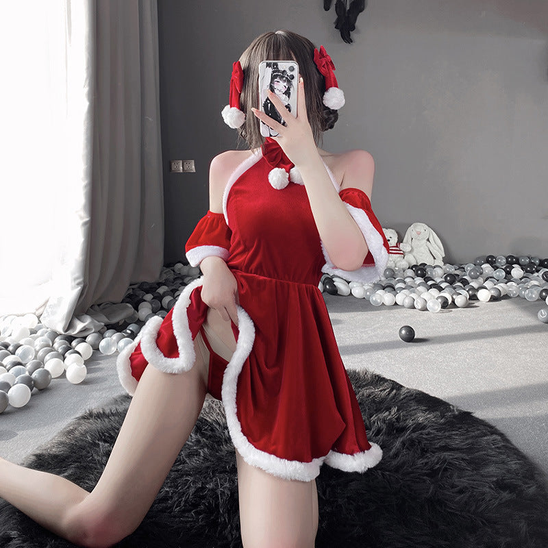 Christmas Plush Ball Dress Set