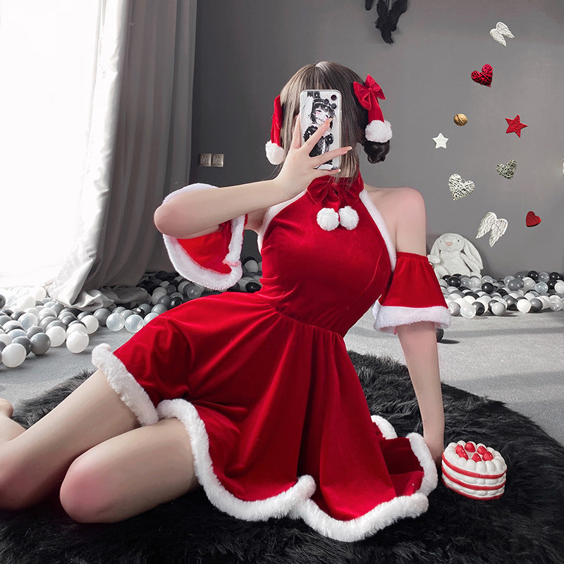 Christmas Plush Ball Dress Set