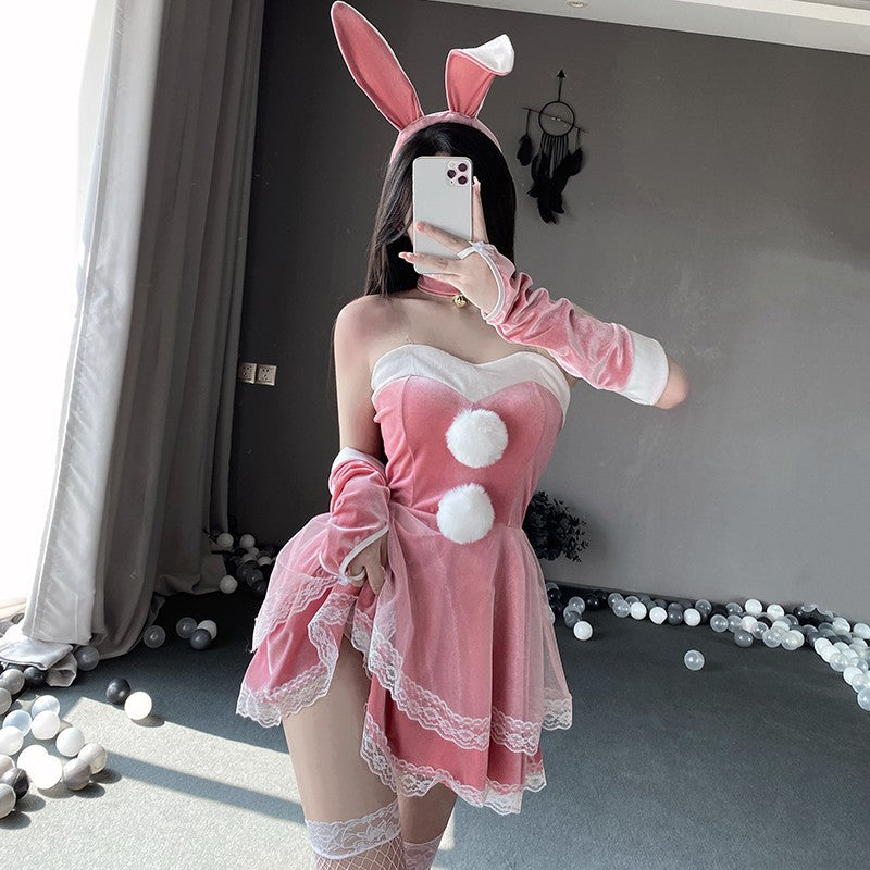 Pink Christmas bunny dress