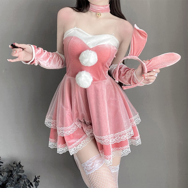Pink Christmas bunny dress