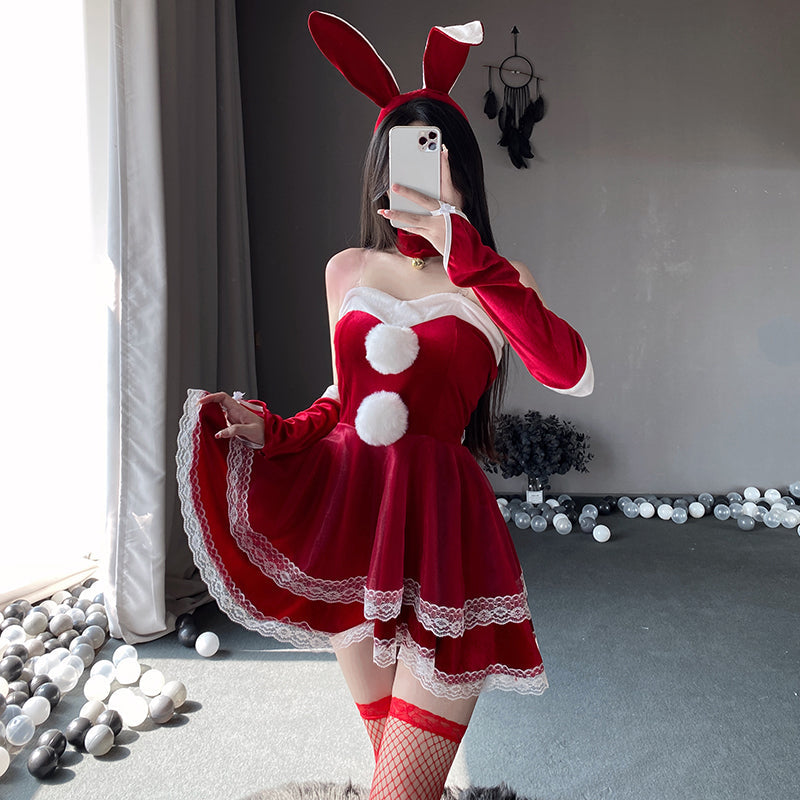 Pink Christmas bunny dress