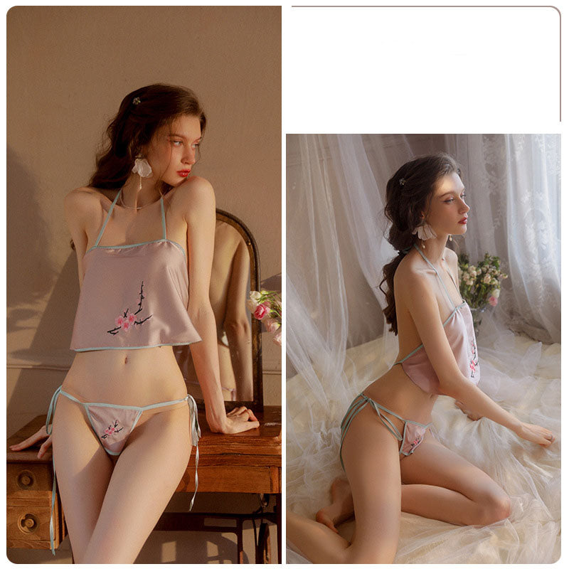 Embroidered Lace-up Bellyband Set