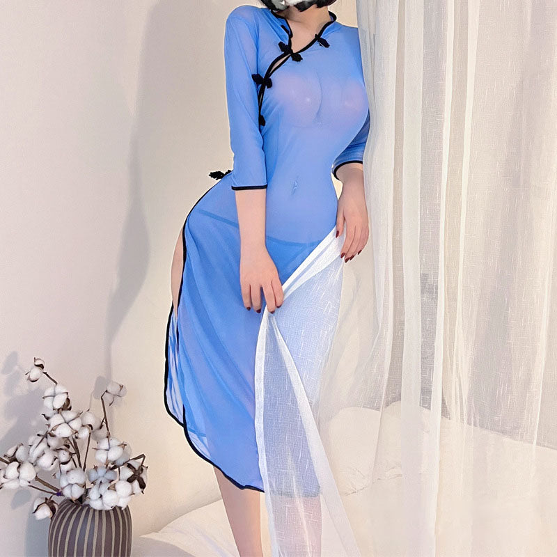 Long skirt with slit bellyband uniform