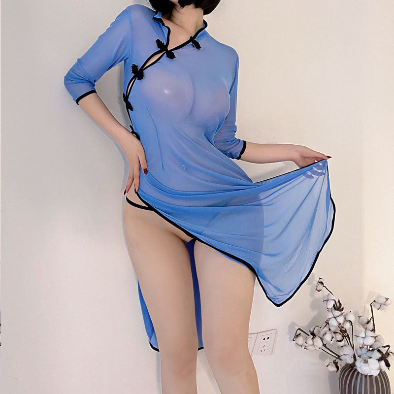 Long skirt with slit bellyband uniform