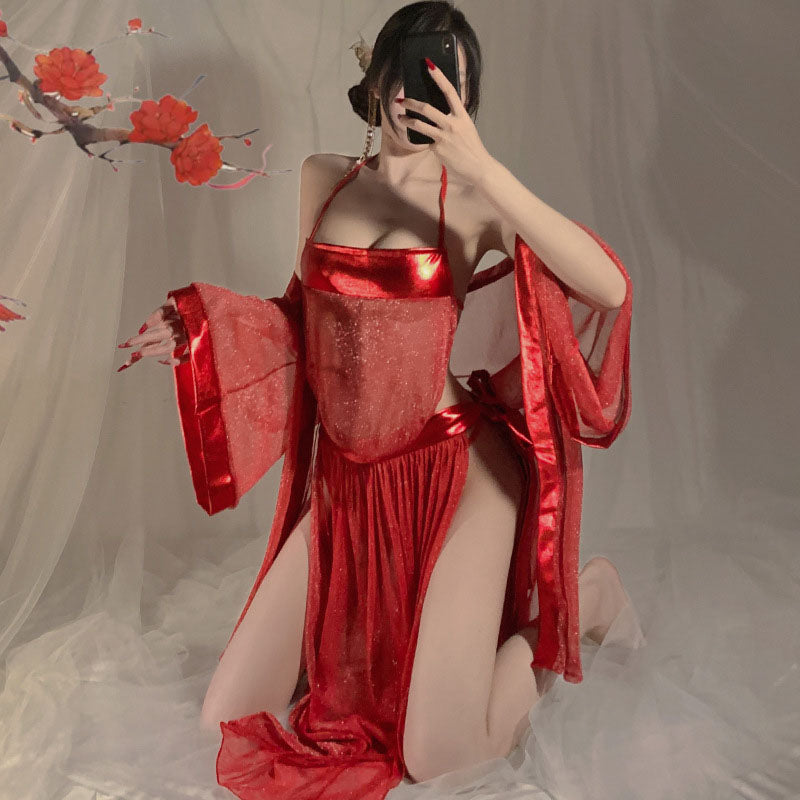 Shiny red bellyband set