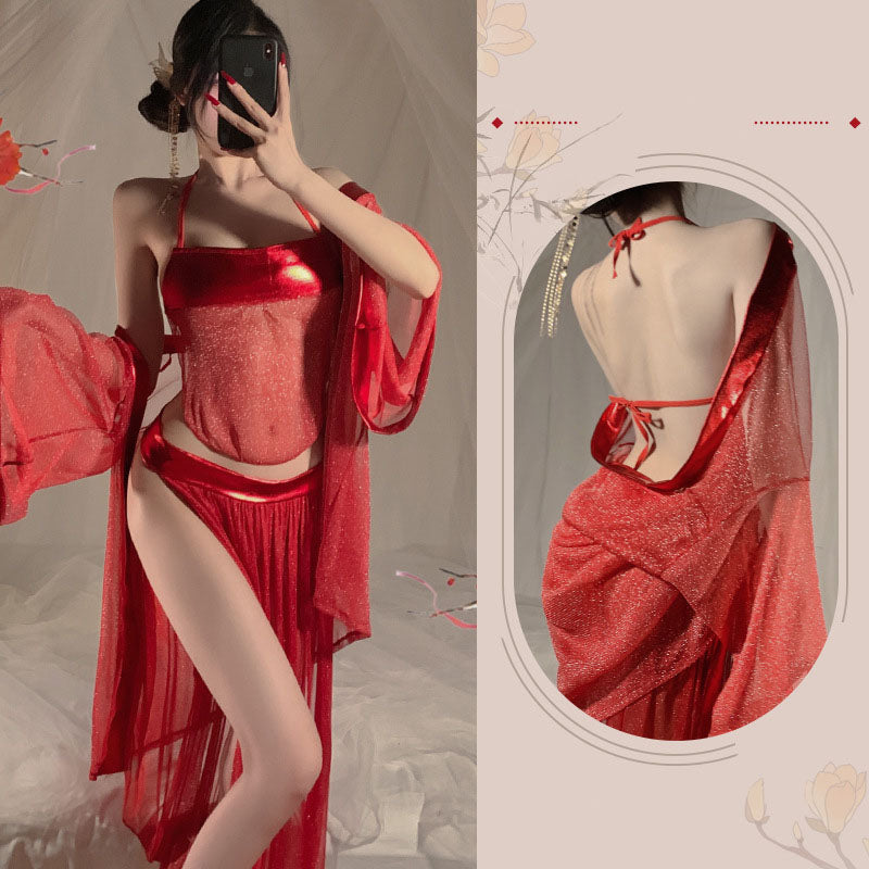Shiny red bellyband set