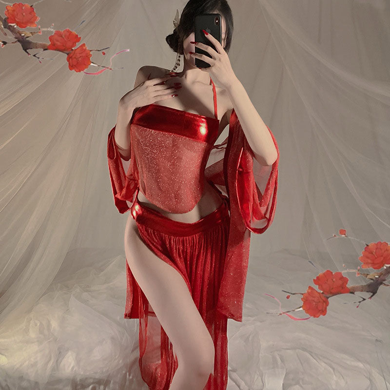 Shiny red bellyband set