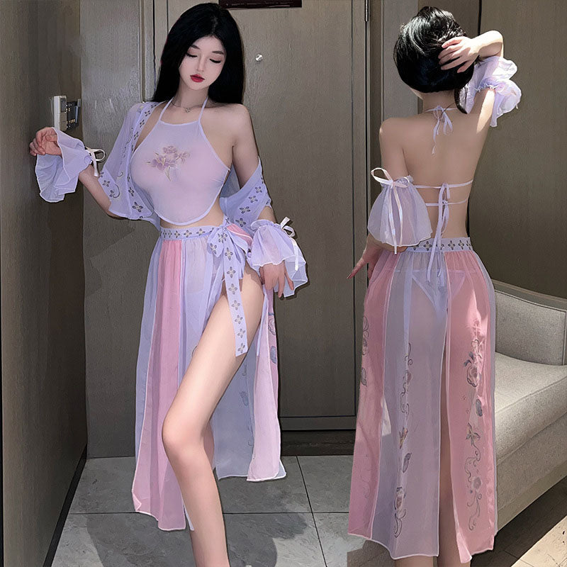 Printed long skirt and bellyband set