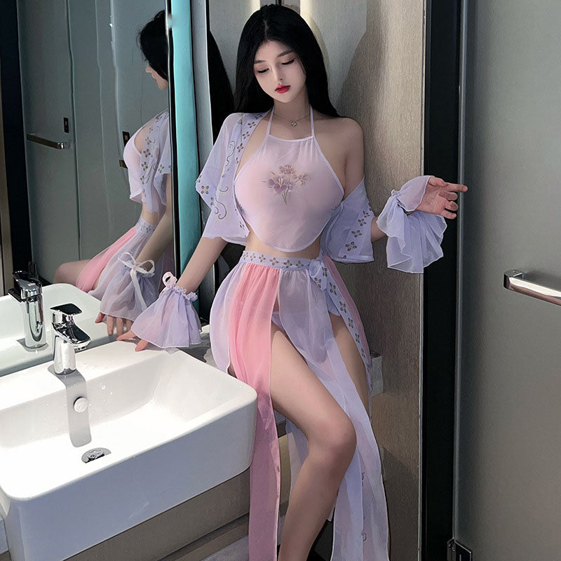 Printed long skirt and bellyband set