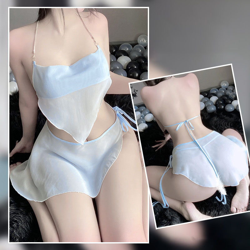 Retro bellyband backless pajamas