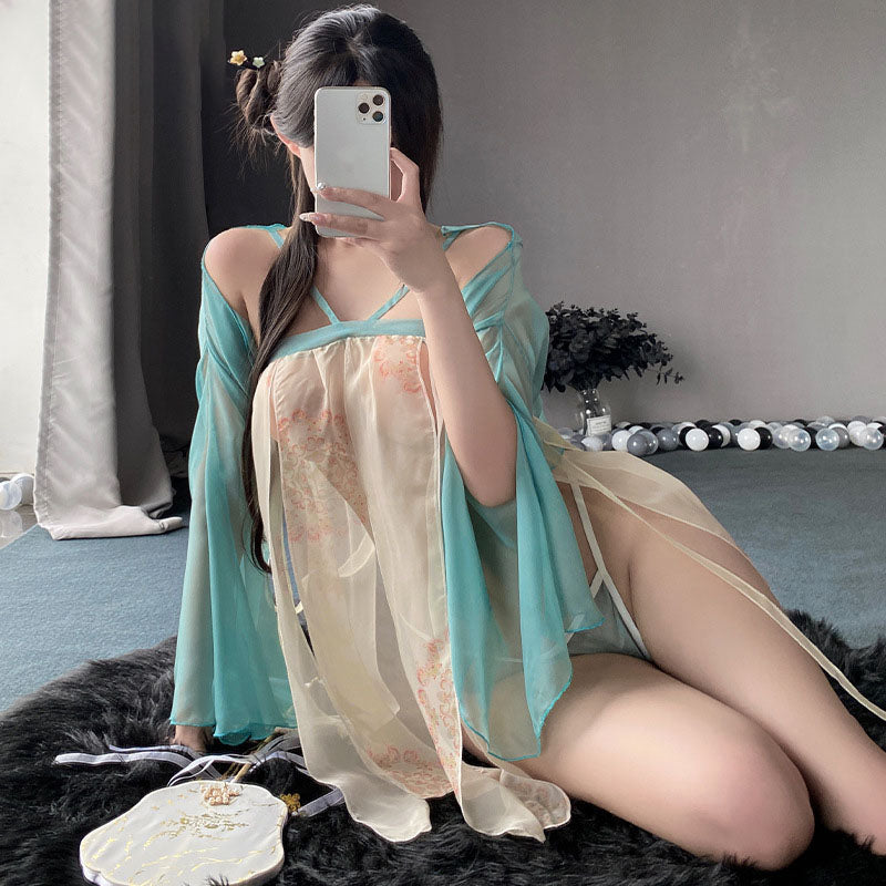 Translucent mesh pajamas set