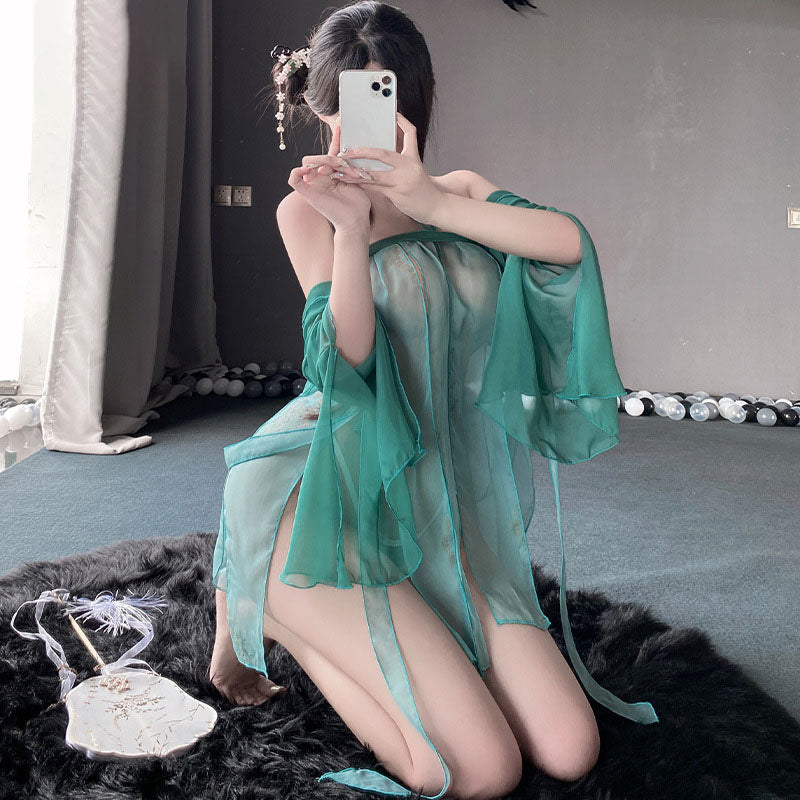 Translucent mesh pajamas set