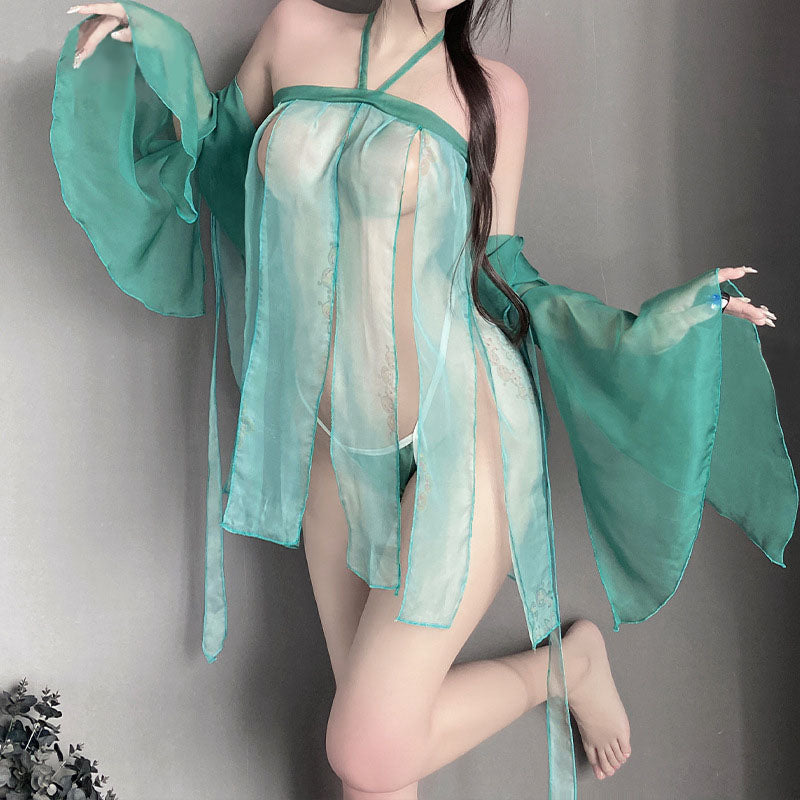 Translucent mesh pajamas set