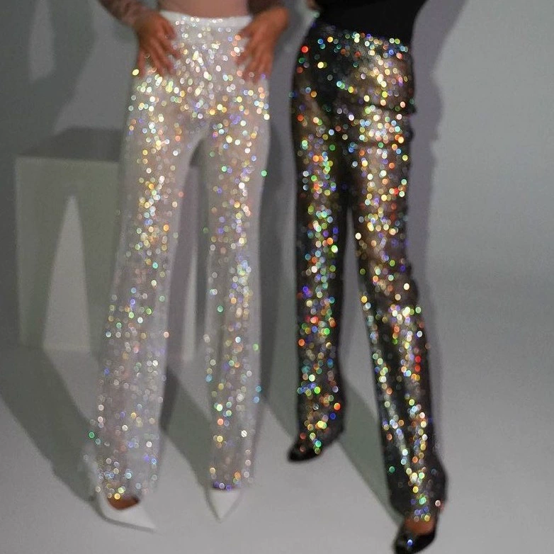 Fishnet wide-leg straight trousers