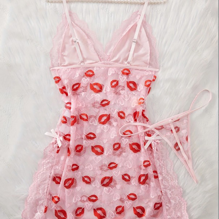 Lace thin suspender nightdress