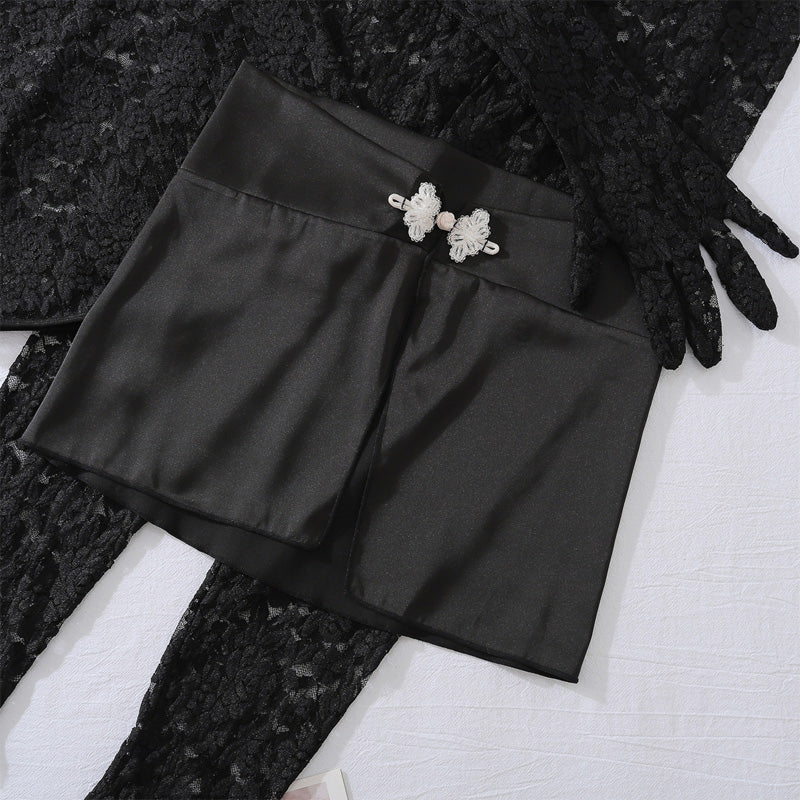 New lace slim long-sleeved four-piece suit