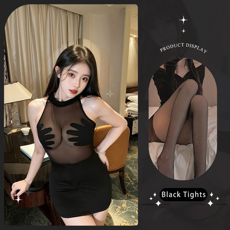 See-through slim-fit hip-hugging uniform