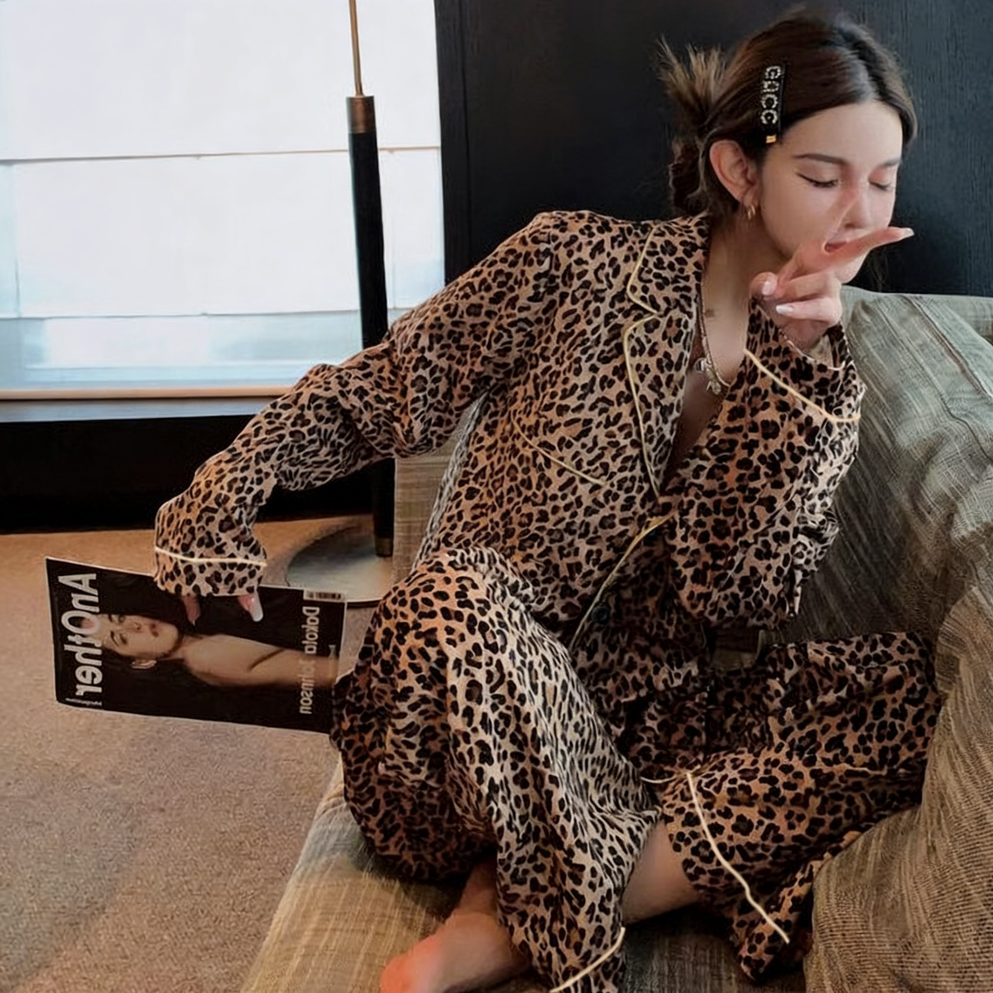 Leopard print pajama set