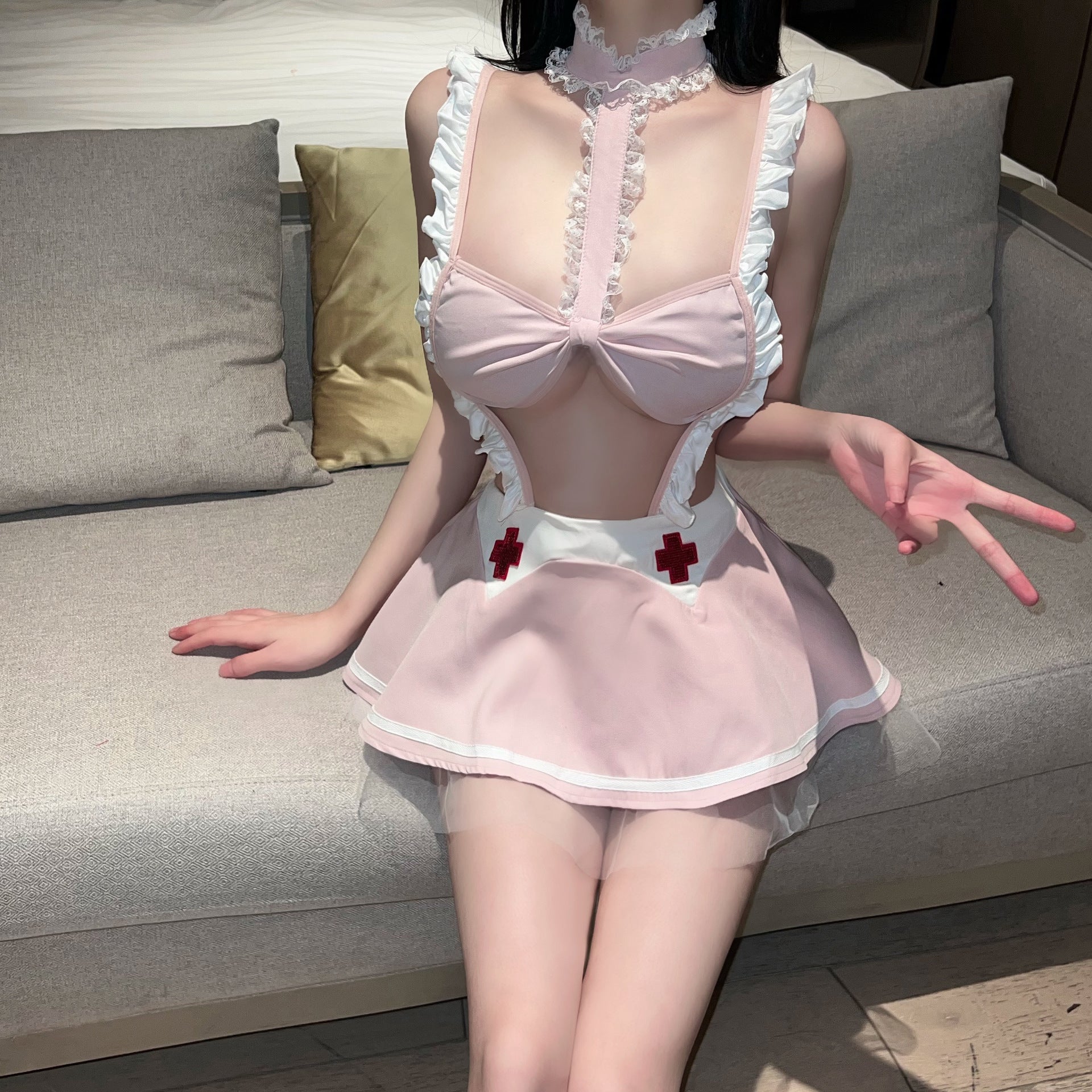 Sweet bow nurse uniform set