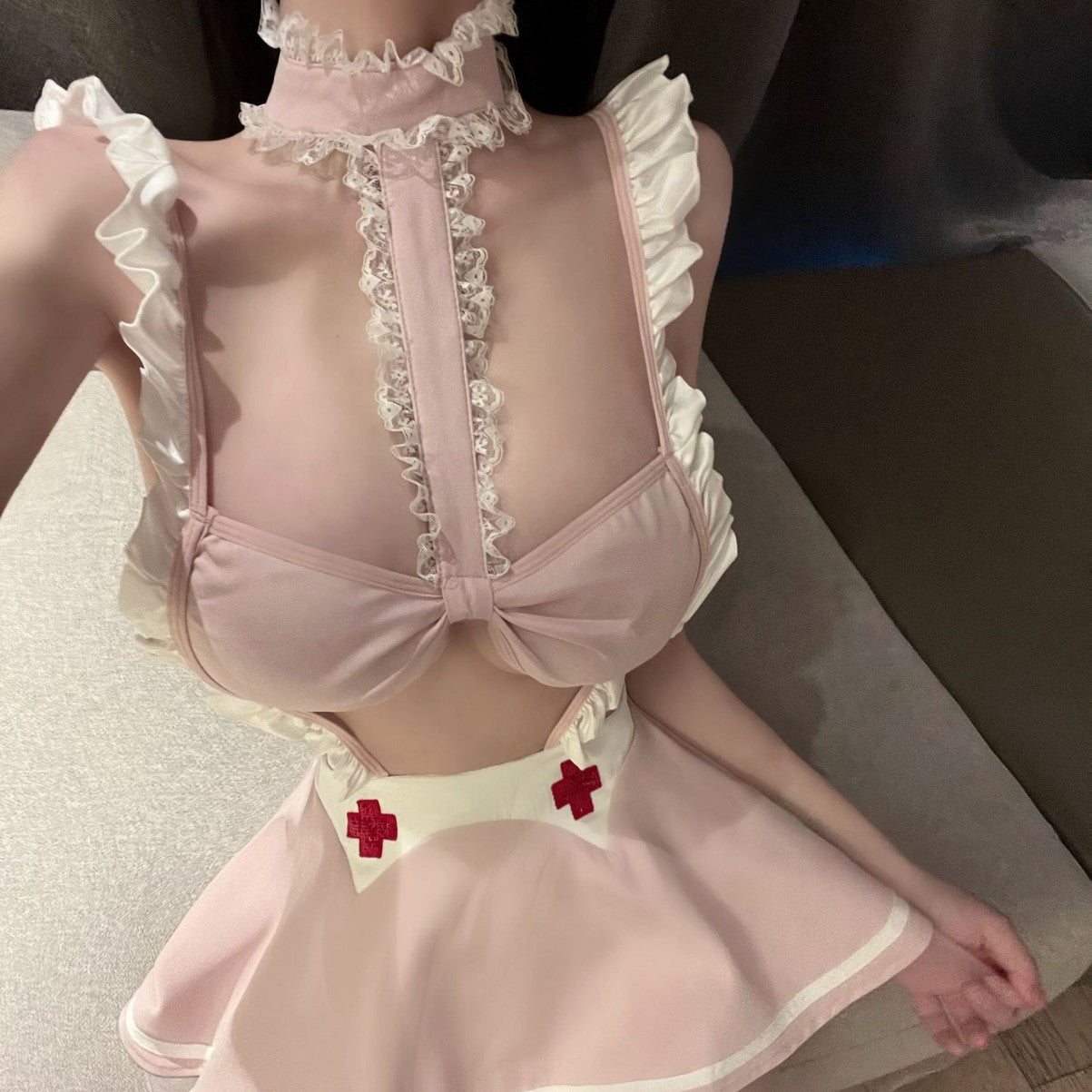 Sweet bow nurse uniform set