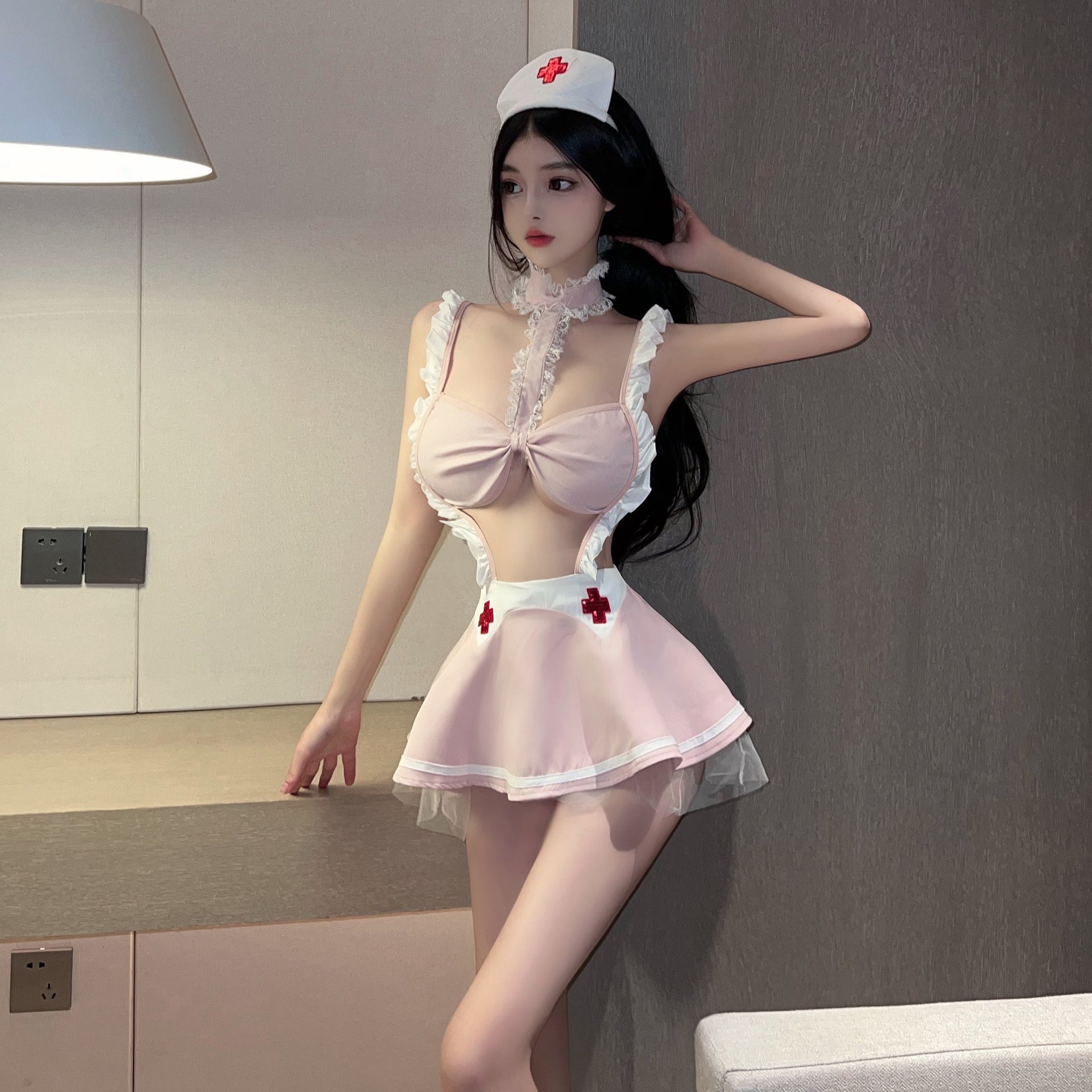Sweet bow nurse uniform set