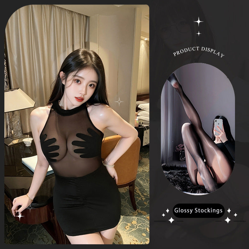 See-through slim-fit hip-hugging uniform