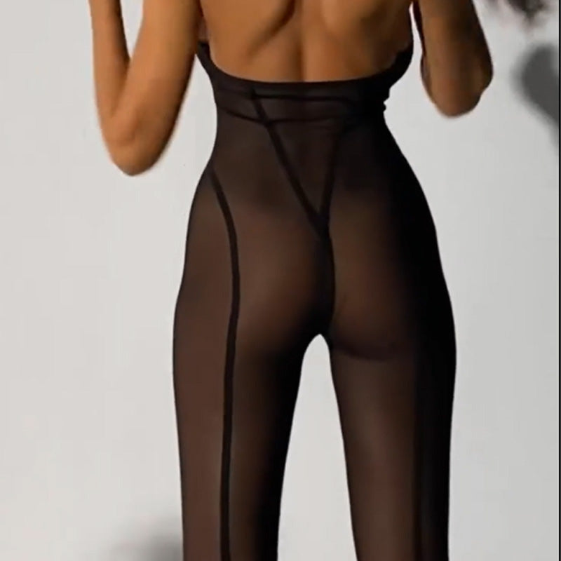 New vertical striped tulle jumpsuit