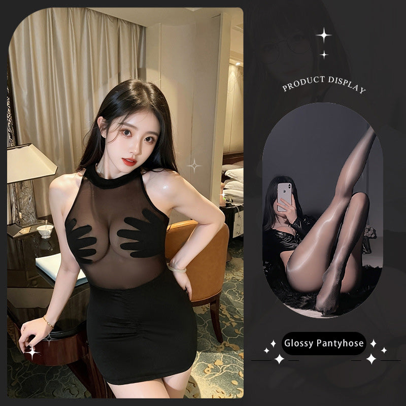 See-through slim-fit hip-hugging uniform