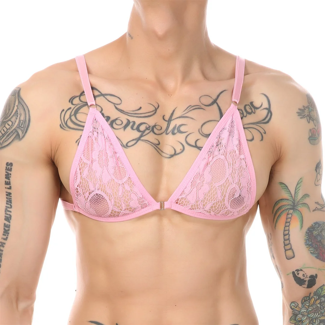 Men's bikini lace bra thong