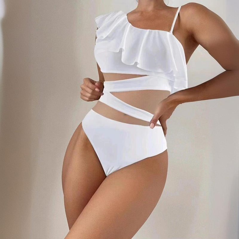 Halter stitching swimsuit