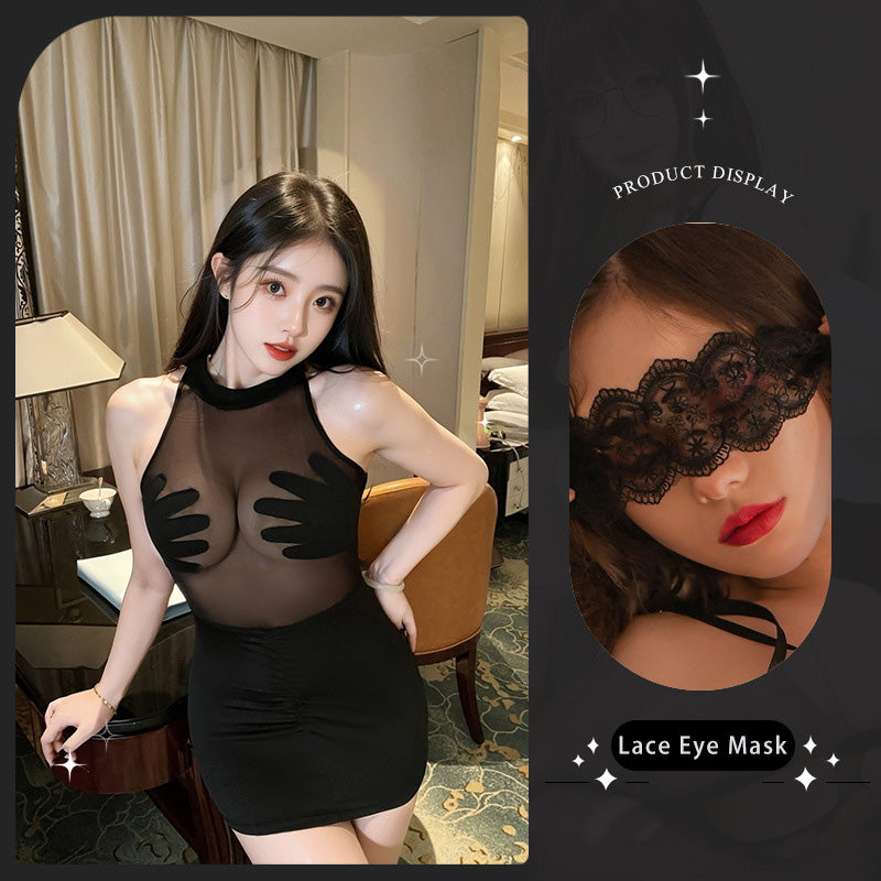 See-through slim-fit hip-hugging uniform