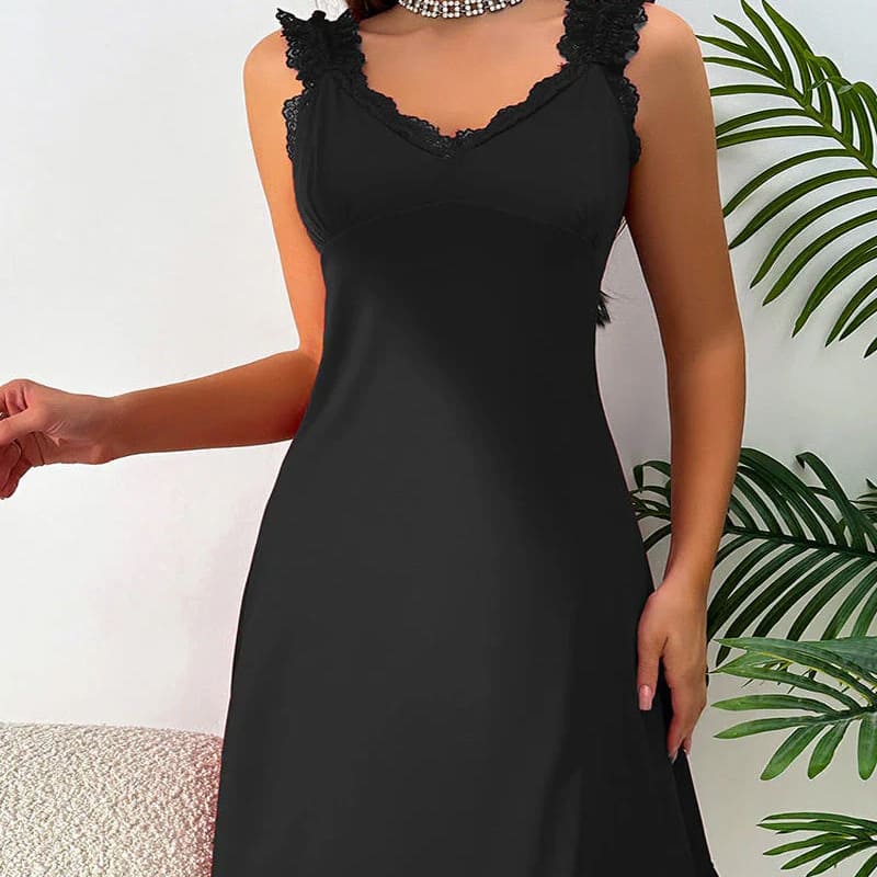 New lace-trimmed slip dress