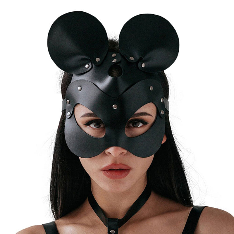 Leather mask with mouse ears