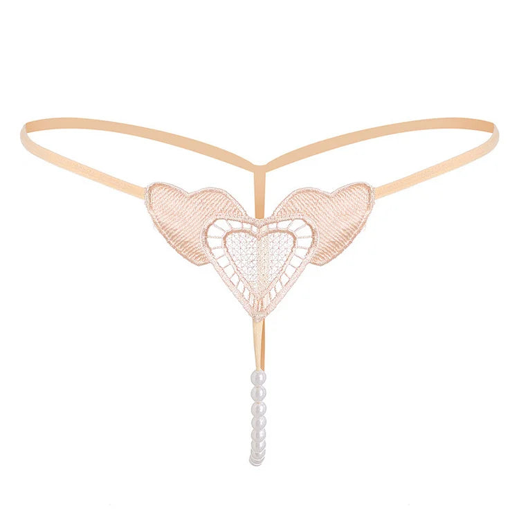 G002 Pearl Love Embroidery Sexy Women's Thong
