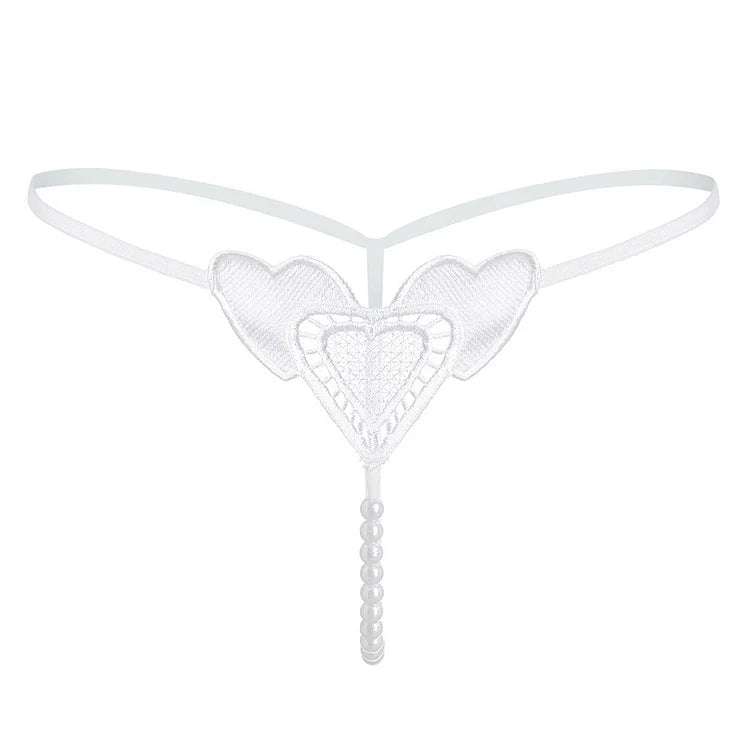 G002 Pearl Love Embroidery Sexy Women's Thong