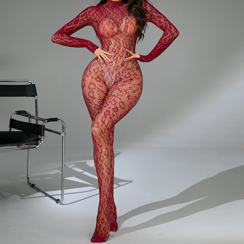 Long sleeve one piece fishnet stockings