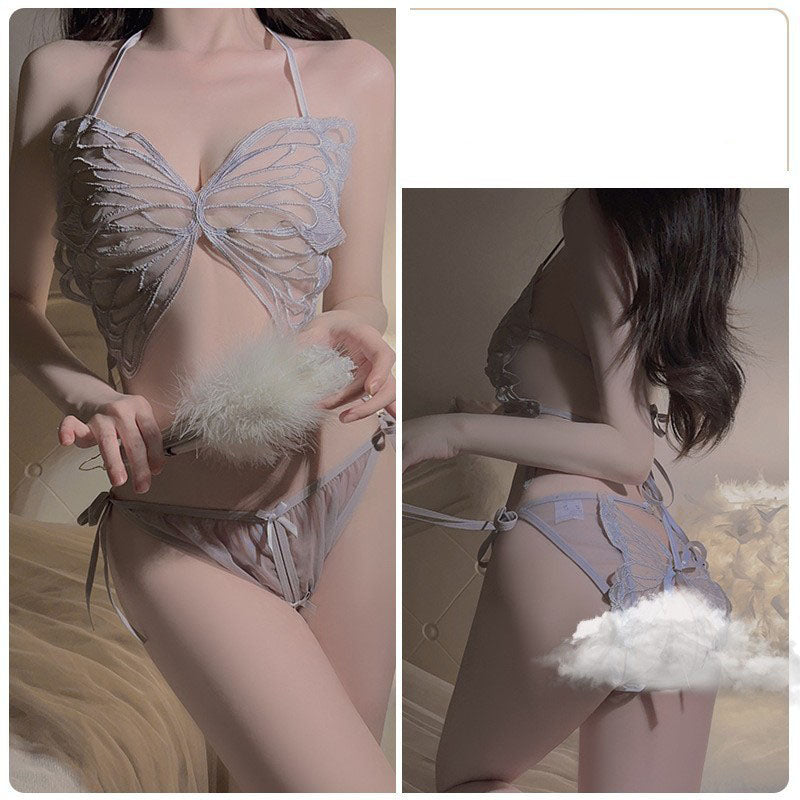 Lace-up butterfly bellyband set